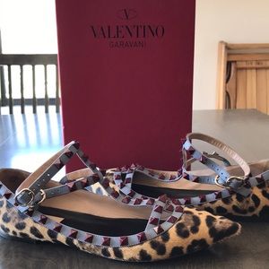 Valentino rockstub leopard flats Size 38.5 US8.5